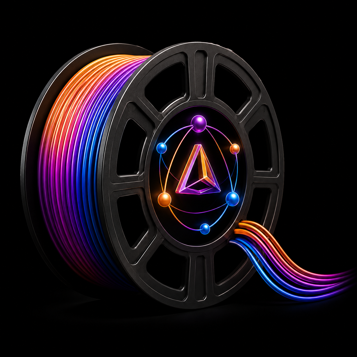Dimensional logo object incorporating a 3D-printing filament spool
