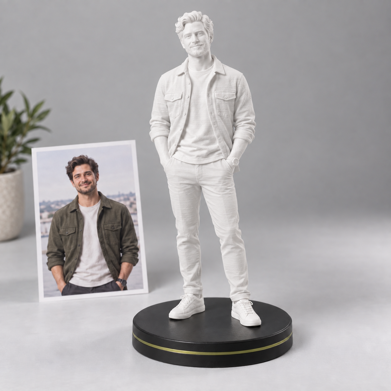 Concept example of a single-person 3D printed miniature from a photo