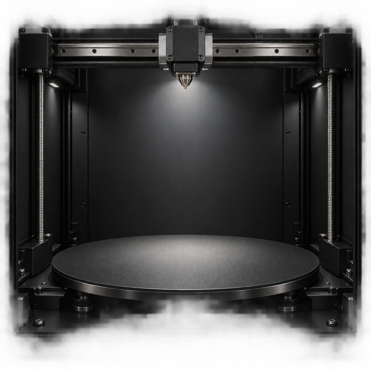 Gray Matter Studio medallion presented inside a 3D printer chamber